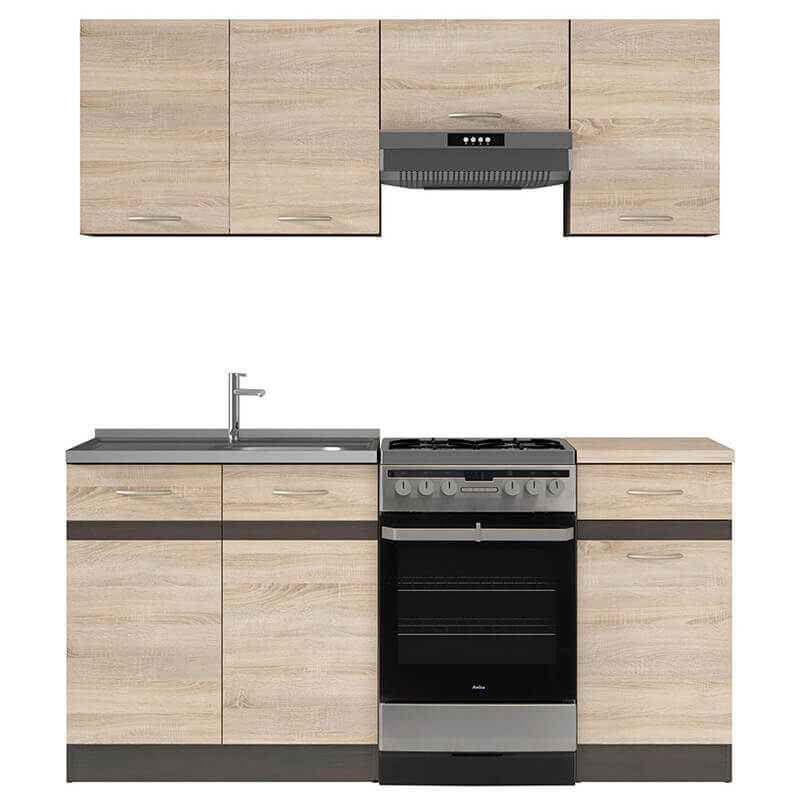 JUNONA LINE BRW BLAT/40 BLACK RED WHITE Kitchen Worktop-Gold Craft Oak