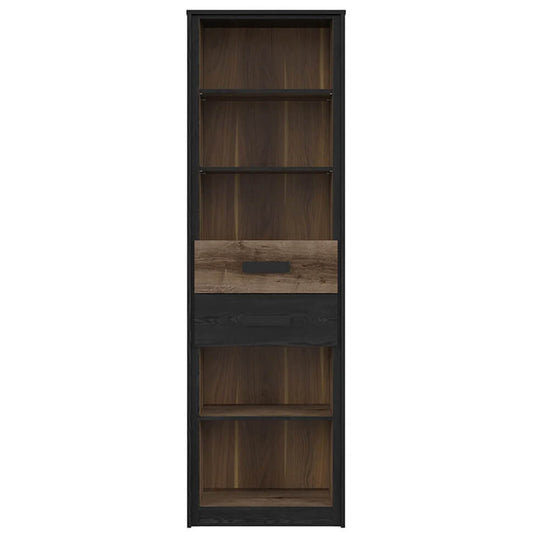 KASSEL BRW REG2S 2 Drawer BLACK RED WHITE Bookcase-Monastery Oak / Black Oak