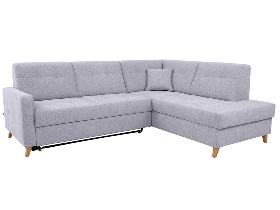 LARS 2F.OTMBK BRW Grey Corner Fold Out Right BLACK RED WHITE Upholstered Sofa Bed - Primo 88 Grey