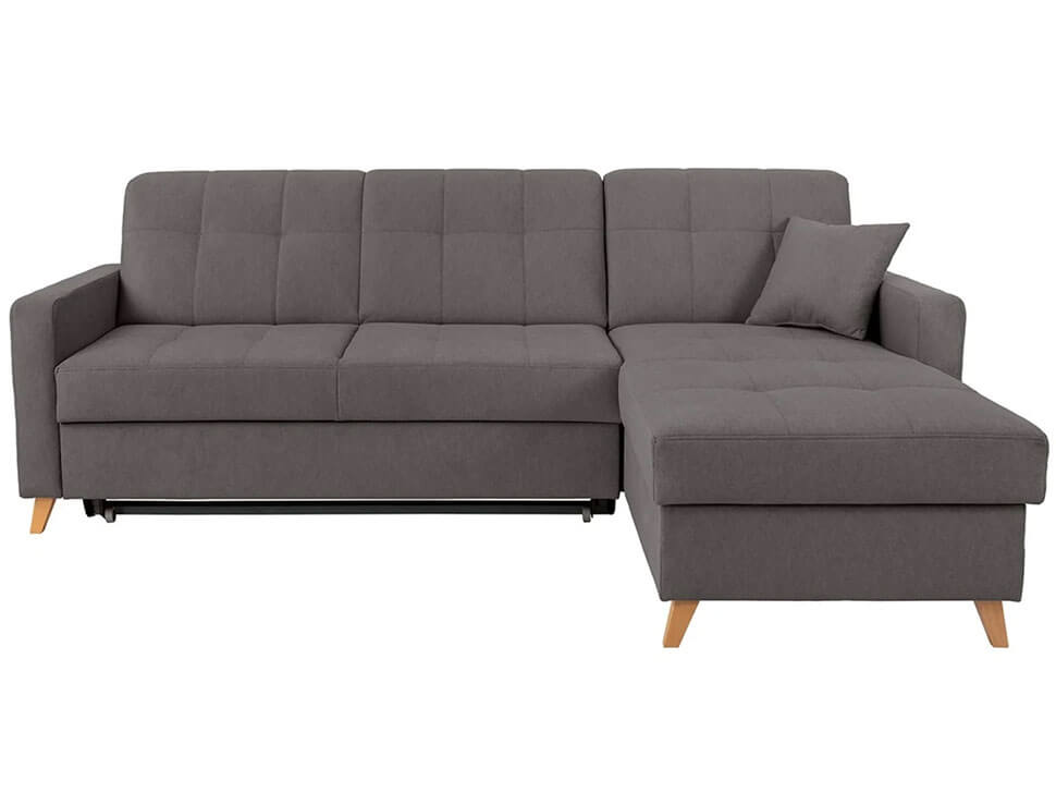 LARS 2F.URCBK BRW Grey Corner Fold Out Storage BLACK RED WHITE Upholstered Sofa Bed - Castel 93 Grey