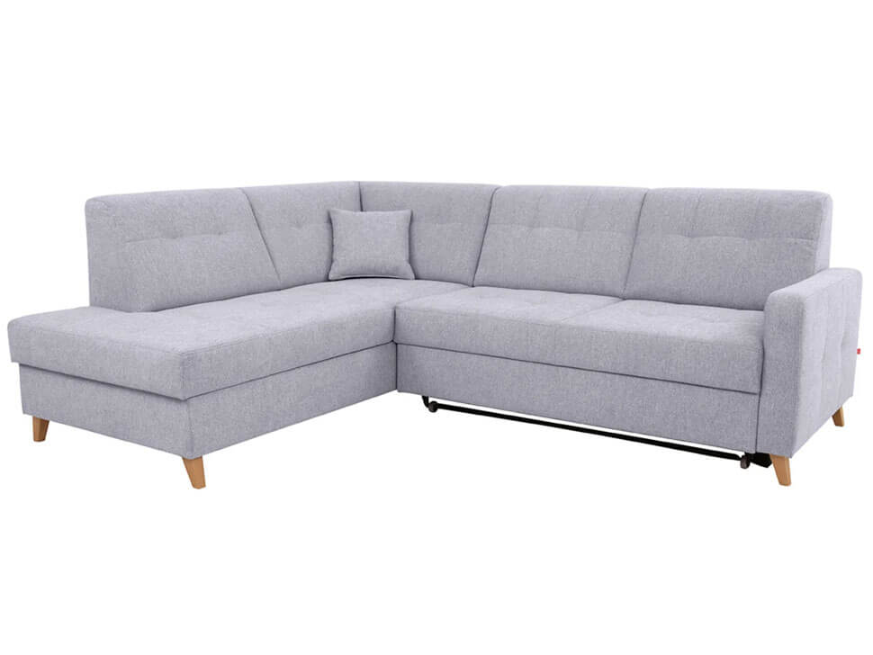 LARS OTMBK.2F BRW Grey Corner Fold Out Left BLACK RED WHITE Upholstered Sofa Bed - Primo 88 Grey