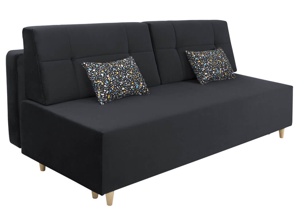 LORO LUX 3DL BRW Black 3 Seater Fold Out Storage BLACK RED WHITE Upholstered Sofa Bed - Bluvel 19 Black / Lastrico 3-99