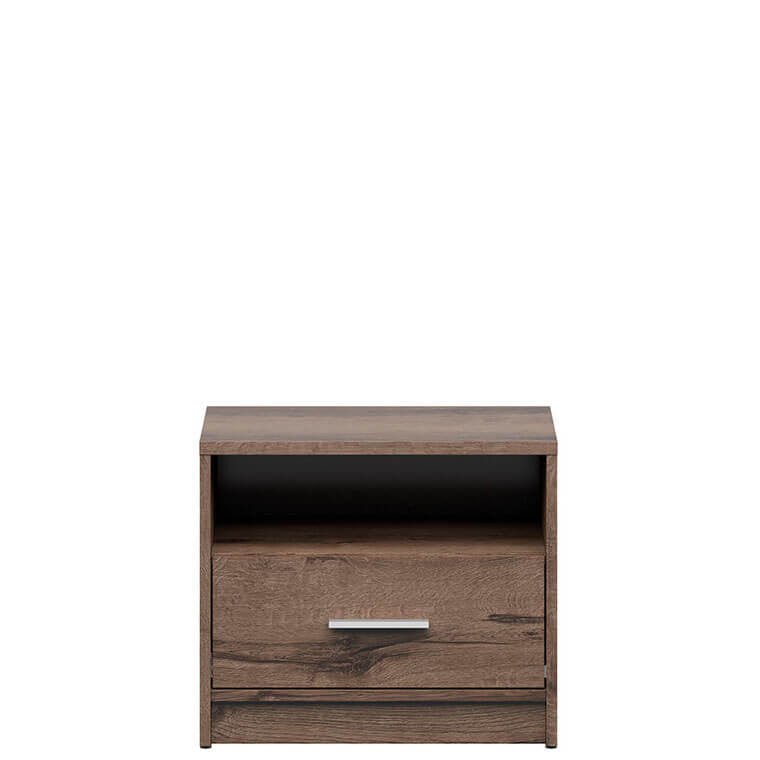 NEPO PLUS BRW KOM1S 1 Drawer BLACK RED WHITE Bedside Table-Monastery Oak