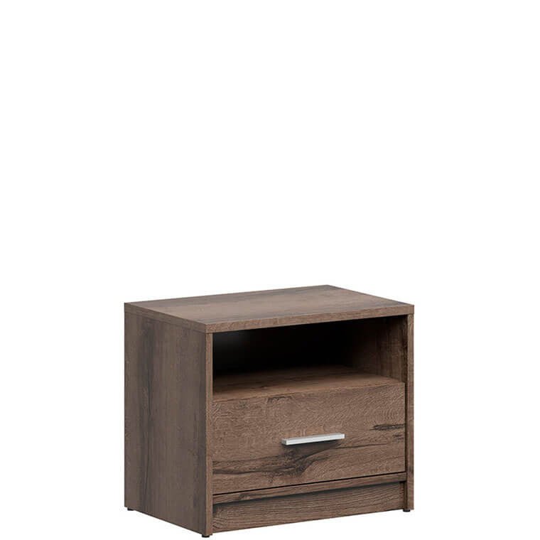 NEPO PLUS BRW KOM1S 1 Drawer BLACK RED WHITE Bedside Table-Monastery Oak