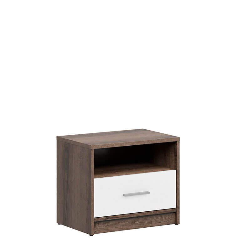 NEPO PLUS BRW KOM1S 1 Drawer BLACK RED WHITE Bedside Table-Monastery Oak / White