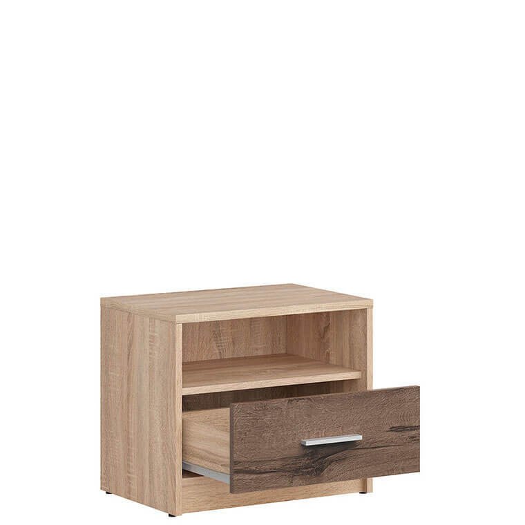 NEPO PLUS BRW KOM1S 1 Drawer BLACK RED WHITE Bedside Table-Sonoma Oak / Monastery Oak