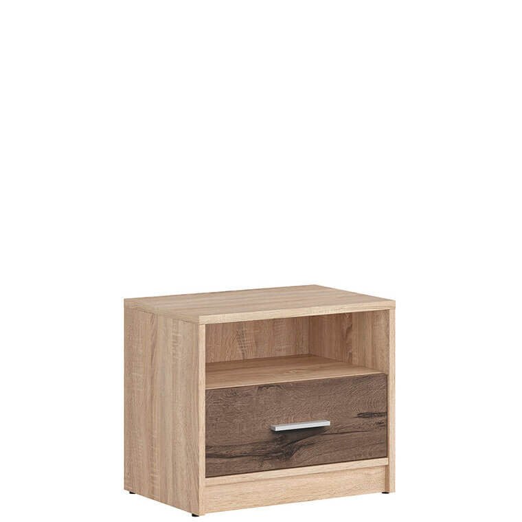 NEPO PLUS BRW KOM1S 1 Drawer BLACK RED WHITE Bedside Table-Sonoma Oak / Monastery Oak