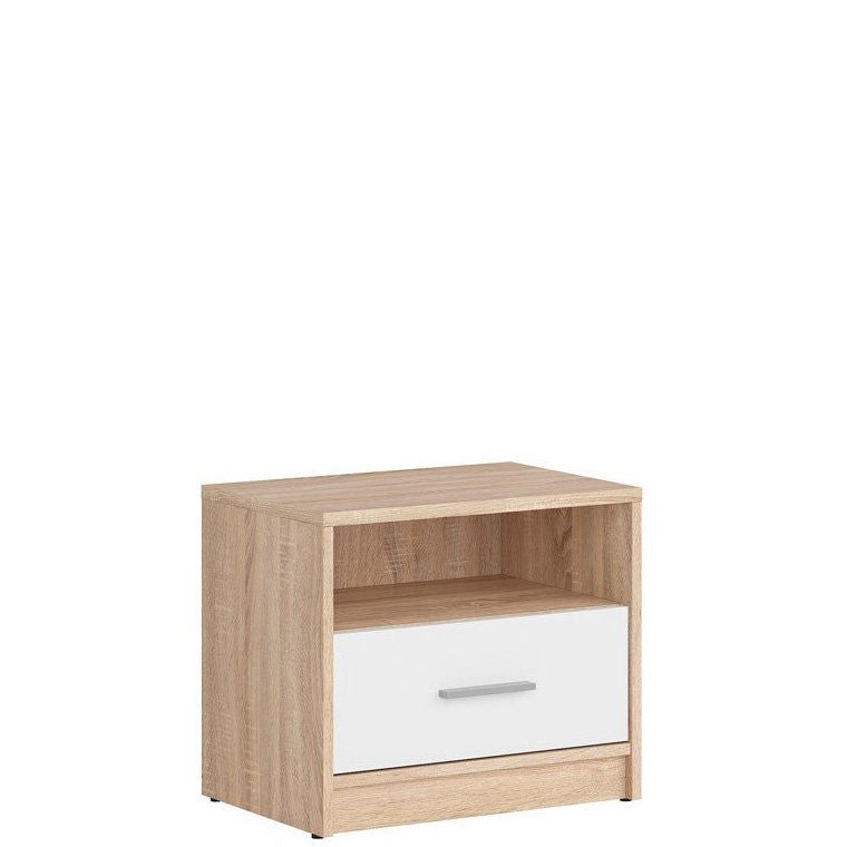 NEPO PLUS BRW KOM1S 1 Drawer BLACK RED WHITE Bedside Table-Sonoma Oak / White