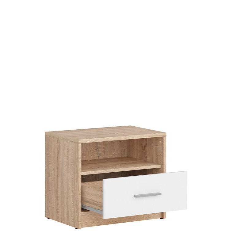 NEPO PLUS BRW KOM1S 1 Drawer BLACK RED WHITE Bedside Table-Sonoma Oak / White