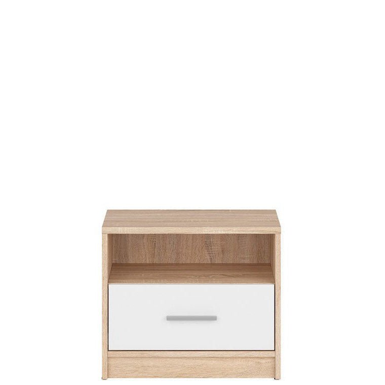 NEPO PLUS BRW KOM1S 1 Drawer BLACK RED WHITE Bedside Table-Sonoma Oak / White