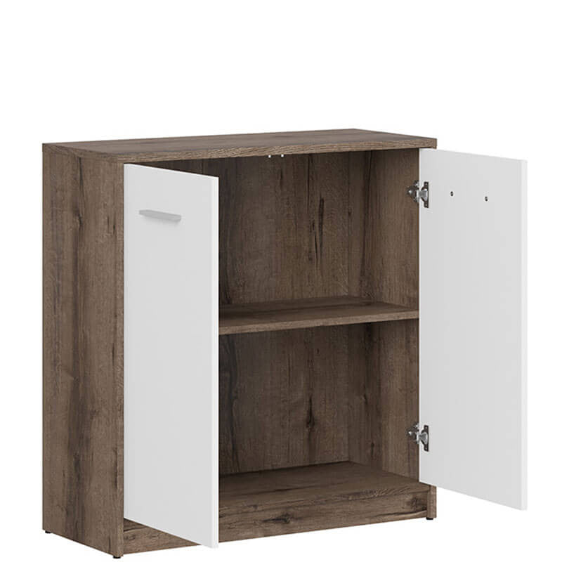 NEPO PLUS BRW KOM2D 2 Door BLACK RED WHITE Cabinet-Monastery Oak / White