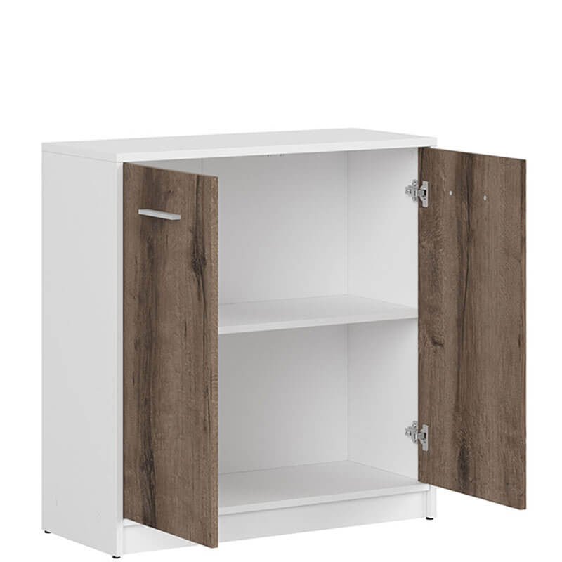 NEPO PLUS BRW KOM2D 2 Door BLACK RED WHITE Cabinet-White / Monastery Oak