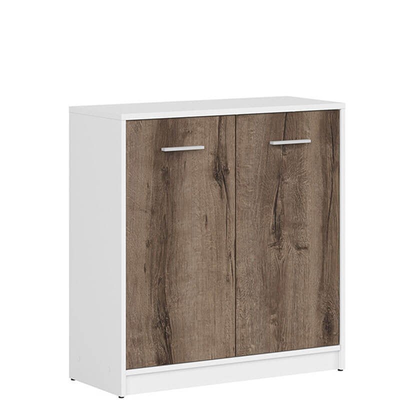 NEPO PLUS BRW KOM2D 2 Door BLACK RED WHITE Cabinet-White / Monastery Oak