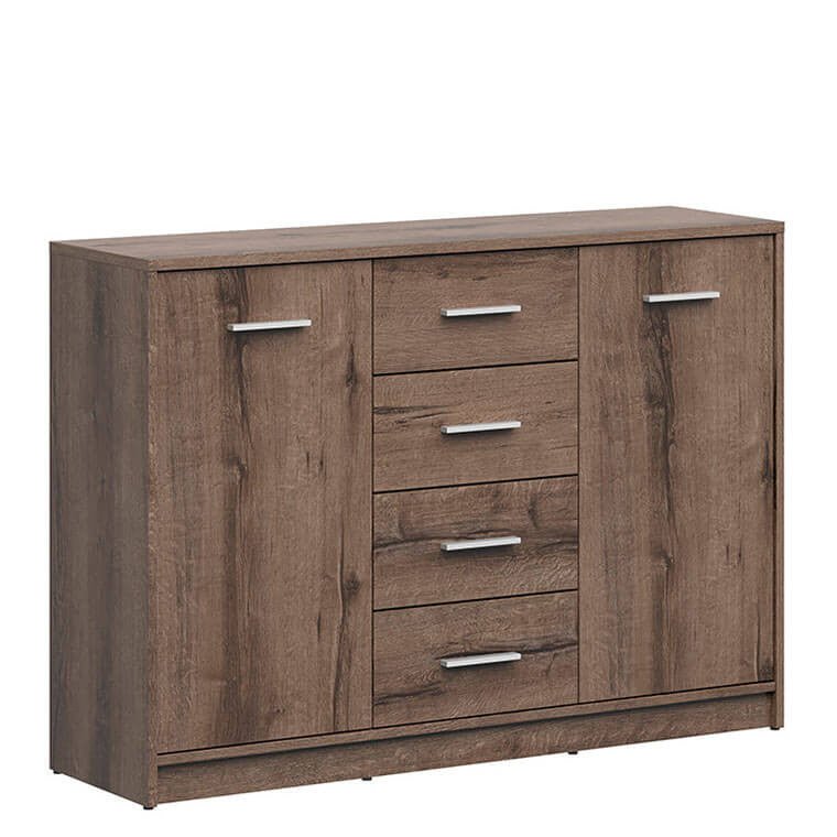 NEPO PLUS BRW KOM2D4S 2 Door 4 Drawer BLACK RED WHITE Sideboard-Monastery Oak