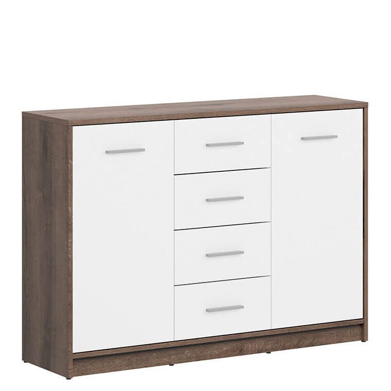 NEPO PLUS BRW KOM2D4S 2 Door 4 Drawer BLACK RED WHITE Sideboard-Monastery Oak / White