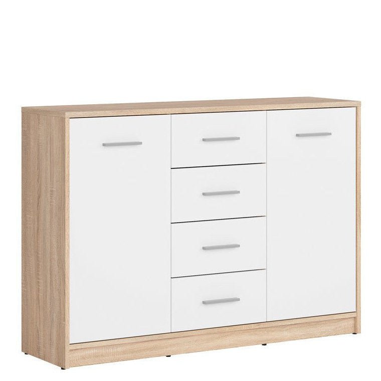 NEPO PLUS BRW KOM2D4S 2 Door 4 Drawer BLACK RED WHITE Sideboard-Sonoma Oak / White