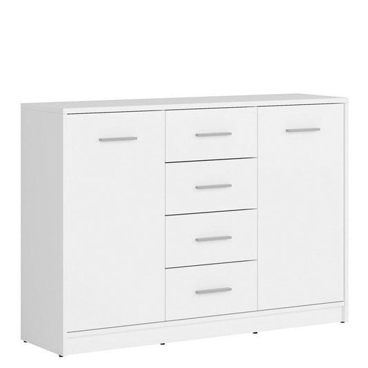 NEPO PLUS BRW KOM2D4S 2 Door 4 Drawer BLACK RED WHITE Sideboard-White