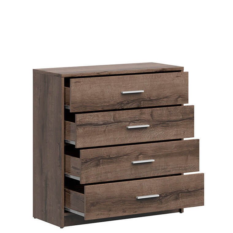 NEPO PLUS BRW KOM4S 4 Drawer BLACK RED WHITE Chest of Drawers-Monastery Oak