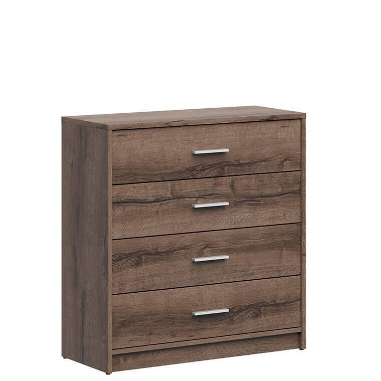 NEPO PLUS BRW KOM4S 4 Drawer BLACK RED WHITE Chest of Drawers-Monastery Oak