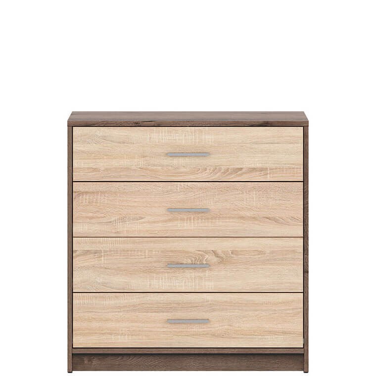 NEPO PLUS BRW KOM4S 4 Drawer BLACK RED WHITE Chest of Drawers-Monastery Oak / Sonoma Oak