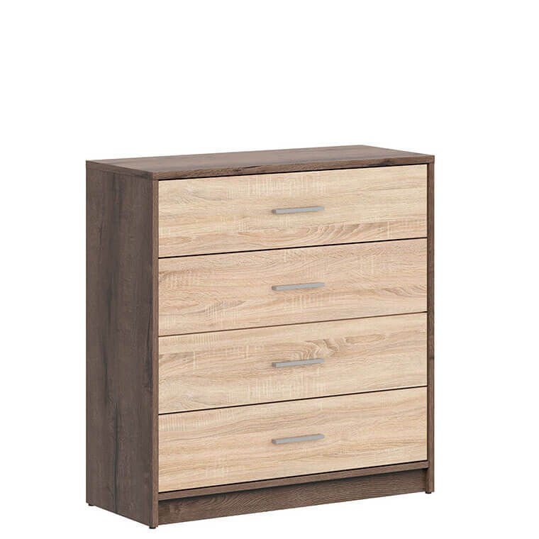 NEPO PLUS BRW KOM4S 4 Drawer BLACK RED WHITE Chest of Drawers-Monastery Oak / Sonoma Oak