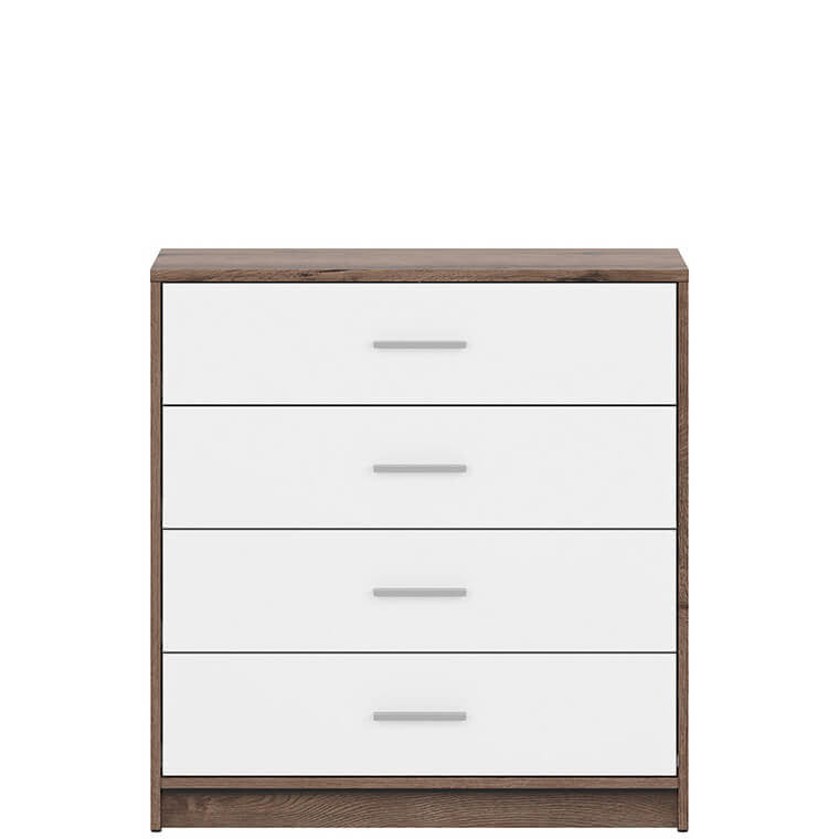 NEPO PLUS BRW KOM4S 4 Drawer BLACK RED WHITE Chest of Drawers-Monastery Oak / White