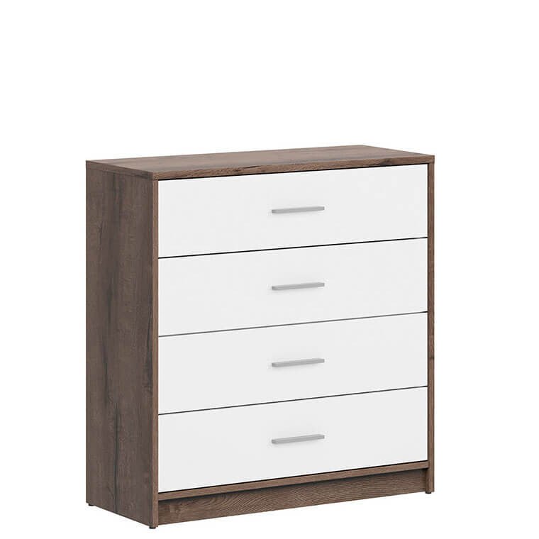 NEPO PLUS BRW KOM4S 4 Drawer BLACK RED WHITE Chest of Drawers-Monastery Oak / White