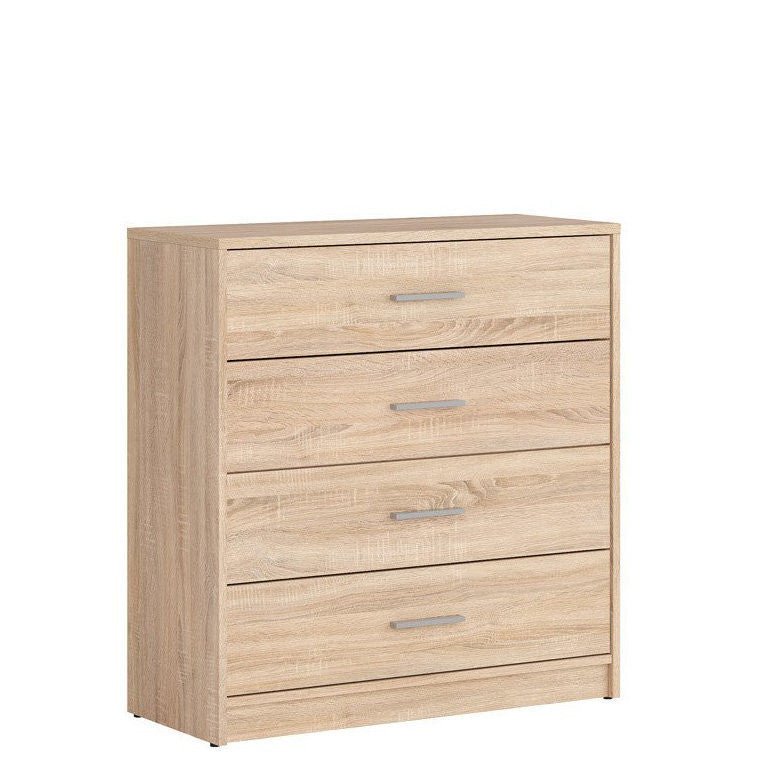 NEPO PLUS BRW KOM4S 4 Drawer BLACK RED WHITE Chest of Drawers-Sonoma Oak