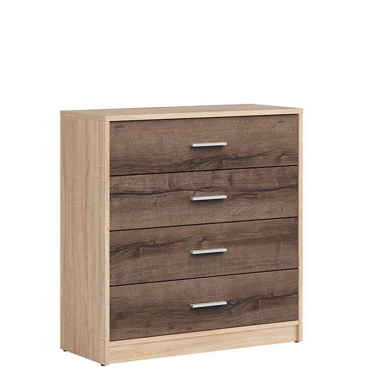 NEPO PLUS BRW KOM4S 4 Drawer BLACK RED WHITE Chest of Drawers-Sonoma Oak / Monastery Oak