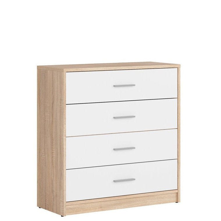 NEPO PLUS BRW KOM4S 4 Drawer BLACK RED WHITE Chest of Drawers-Sonoma Oak / White