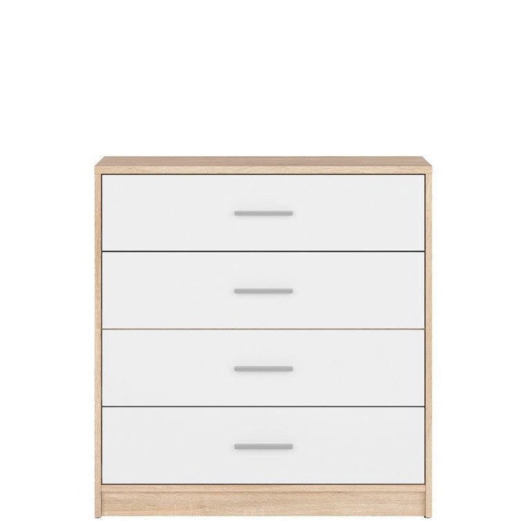 NEPO PLUS BRW KOM4S 4 Drawer BLACK RED WHITE Chest of Drawers-Sonoma Oak / White