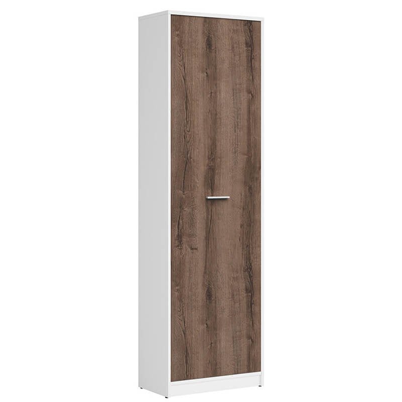 NEPO PLUS BRW REG1D 1 Door Tall BLACK RED WHITE Cabinet-White / Monastery Oak