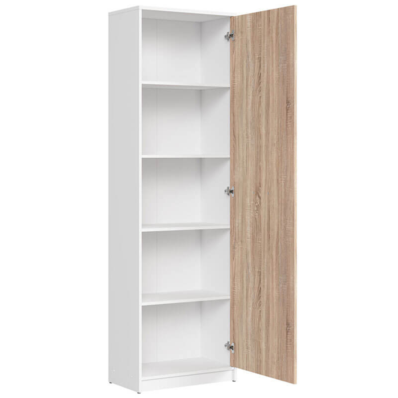 NEPO PLUS BRW REG1D 1 Door Tall BLACK RED WHITE Cabinet-White / Sonoma Oak