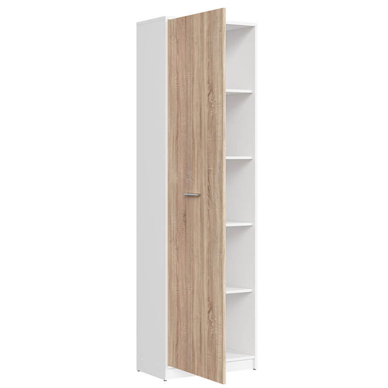 NEPO PLUS BRW REG1D 1 Door Tall BLACK RED WHITE Cabinet-White / Sonoma Oak