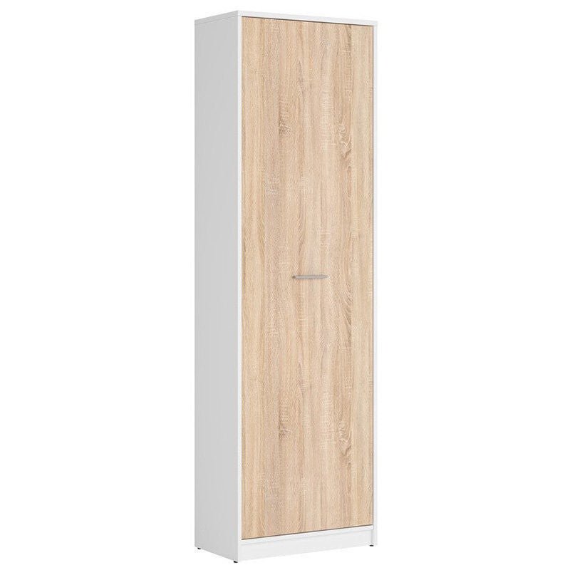 NEPO PLUS BRW REG1D 1 Door Tall BLACK RED WHITE Cabinet-White / Sonoma Oak