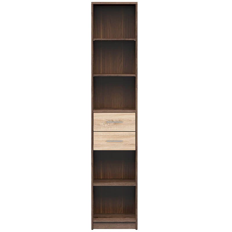 NEPO PLUS BRW REG2S/40 2 Drawer Tall BLACK RED WHITE Bookcase-Monastery Oak / Sonoma Oak