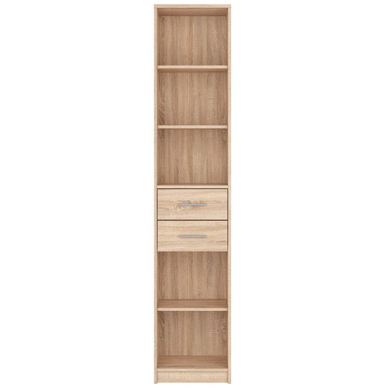 NEPO PLUS BRW REG2S/40 2 Drawer Tall BLACK RED WHITE Bookcase-Sonoma Oak