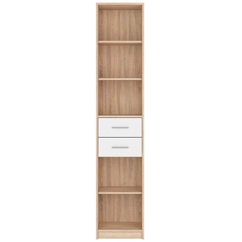 NEPO PLUS BRW REG2S/40 2 Drawer Tall BLACK RED WHITE Bookcase-Sonoma Oak / White
