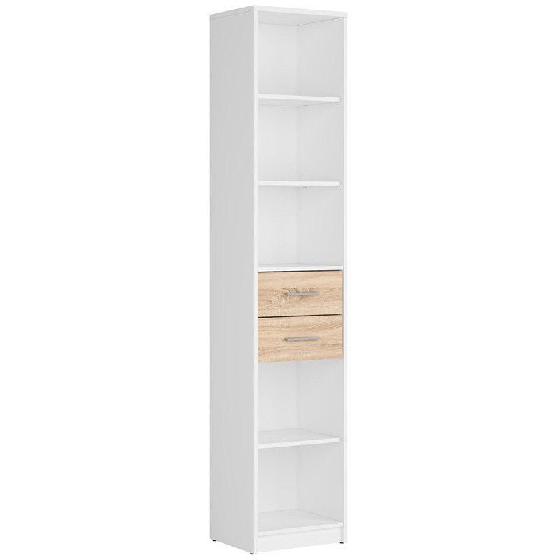 NEPO PLUS BRW REG2S/40 2 Drawer Tall BLACK RED WHITE Bookcase-White / Sonoma Oak