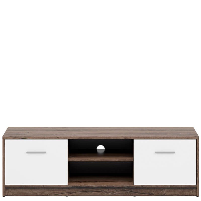 NEPO PLUS BRW RTV2D 2 Door BLACK RED WHITE TV Cabinet-White / Monastery Oak