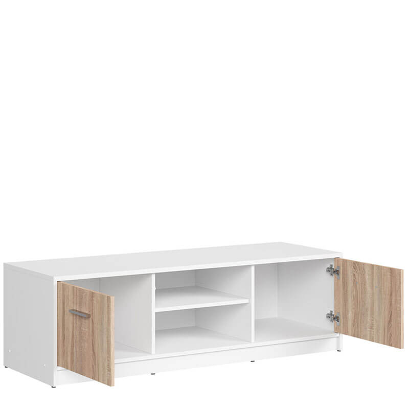 NEPO PLUS BRW RTV2D 2 Door BLACK RED WHITE TV Cabinet-White / Sonoma Oak