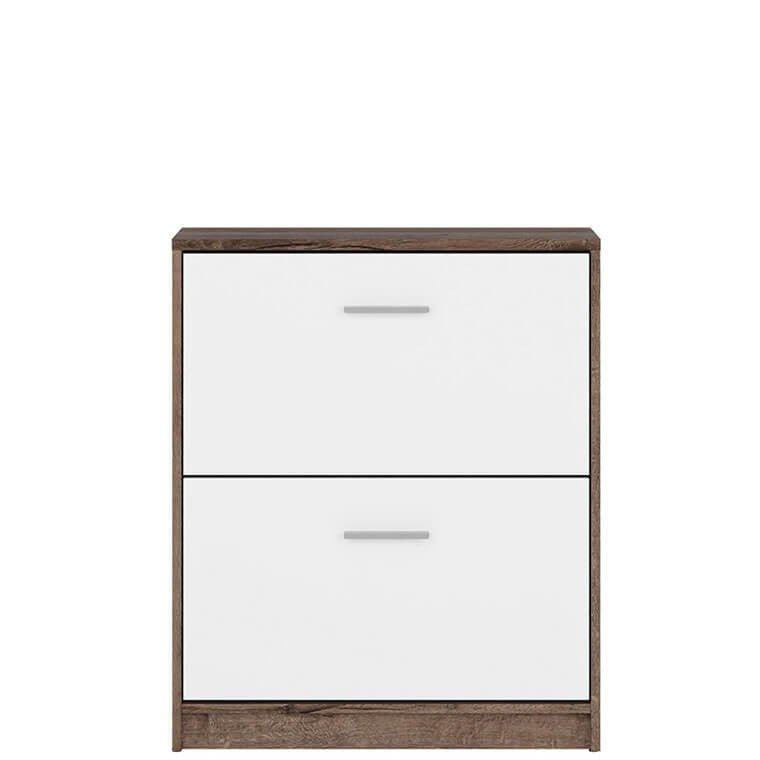 NEPO PLUS BRW SFB2K2 2 Door BLACK RED WHITE Shoe Cabinet-Monastery Oak / White