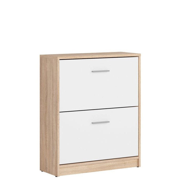 NEPO PLUS BRW SFB2K2 2 Door BLACK RED WHITE Shoe Cabinet-Sonoma Oak / White