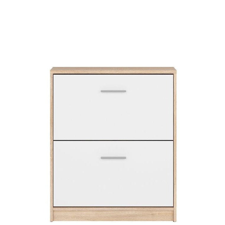 NEPO PLUS BRW SFB2K2 2 Door BLACK RED WHITE Shoe Cabinet-Sonoma Oak / White