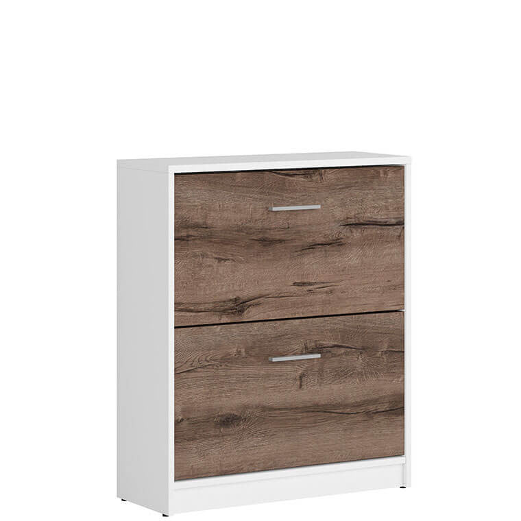 NEPO PLUS BRW SFB2K2 2 Door BLACK RED WHITE Shoe Cabinet-White / Monastery Oak