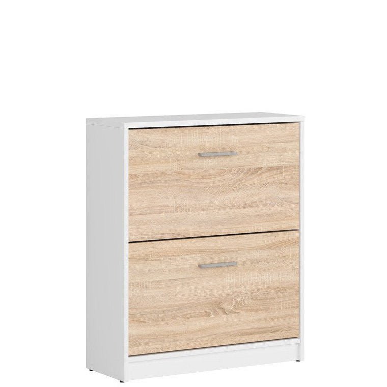 NEPO PLUS BRW SFB2K2 2 Door BLACK RED WHITE Shoe Cabinet-White / Sonoma Oak