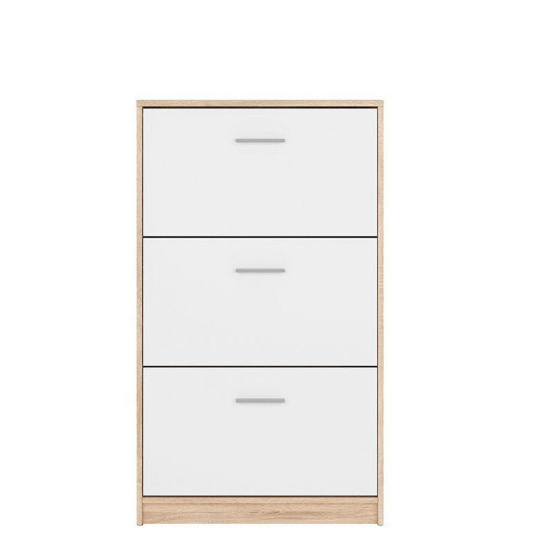 NEPO PLUS BRW SFB3K 3 Door BLACK RED WHITE Shoe Cabinet-Monastery Oak