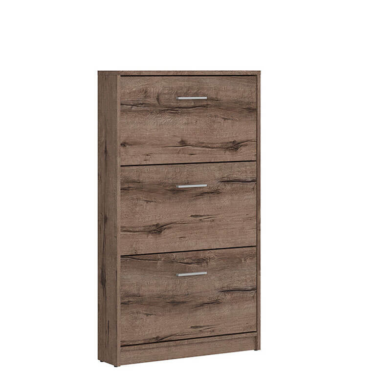 NEPO PLUS BRW SFB3K 3 Door BLACK RED WHITE Shoe Cabinet-Monastery Oak