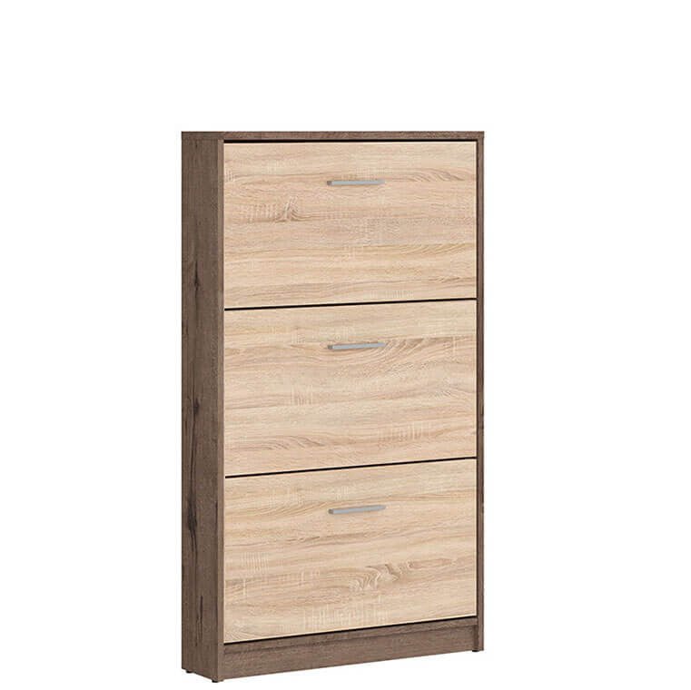 NEPO PLUS BRW SFB3K 3 Door BLACK RED WHITE Shoe Cabinet-Monastery Oak / Sonoma Oak