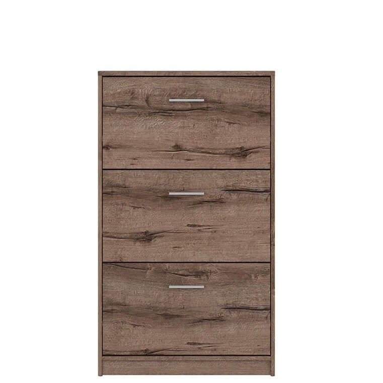 NEPO PLUS BRW SFB3K 3 Door BLACK RED WHITE Shoe Cabinet-Monastery Oak / White